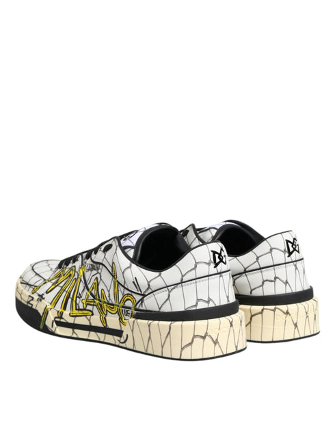 Dolce & Gabbana White Logo Print Low Top Men Sneakers Shoes